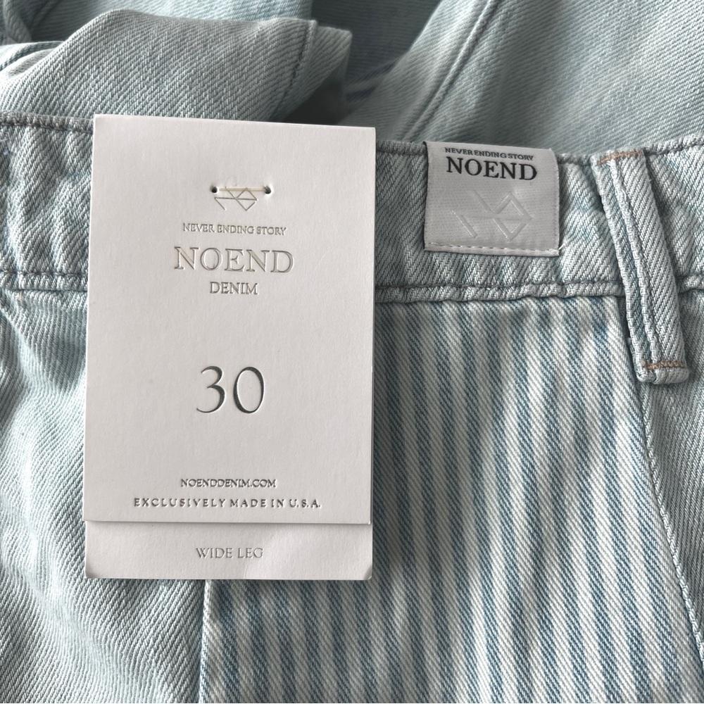 NOEND Denim Jeans Light Wash Hi Rise Wide Leg Pintuck Stripe Panels NWT 30 - Picture 10 of 14